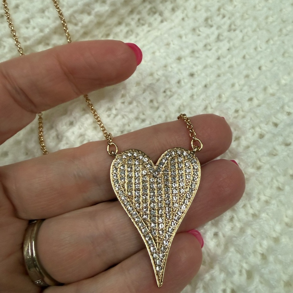 Park Lane “Betsy” Gold Heart Pendant Necklace with Pave Crystals